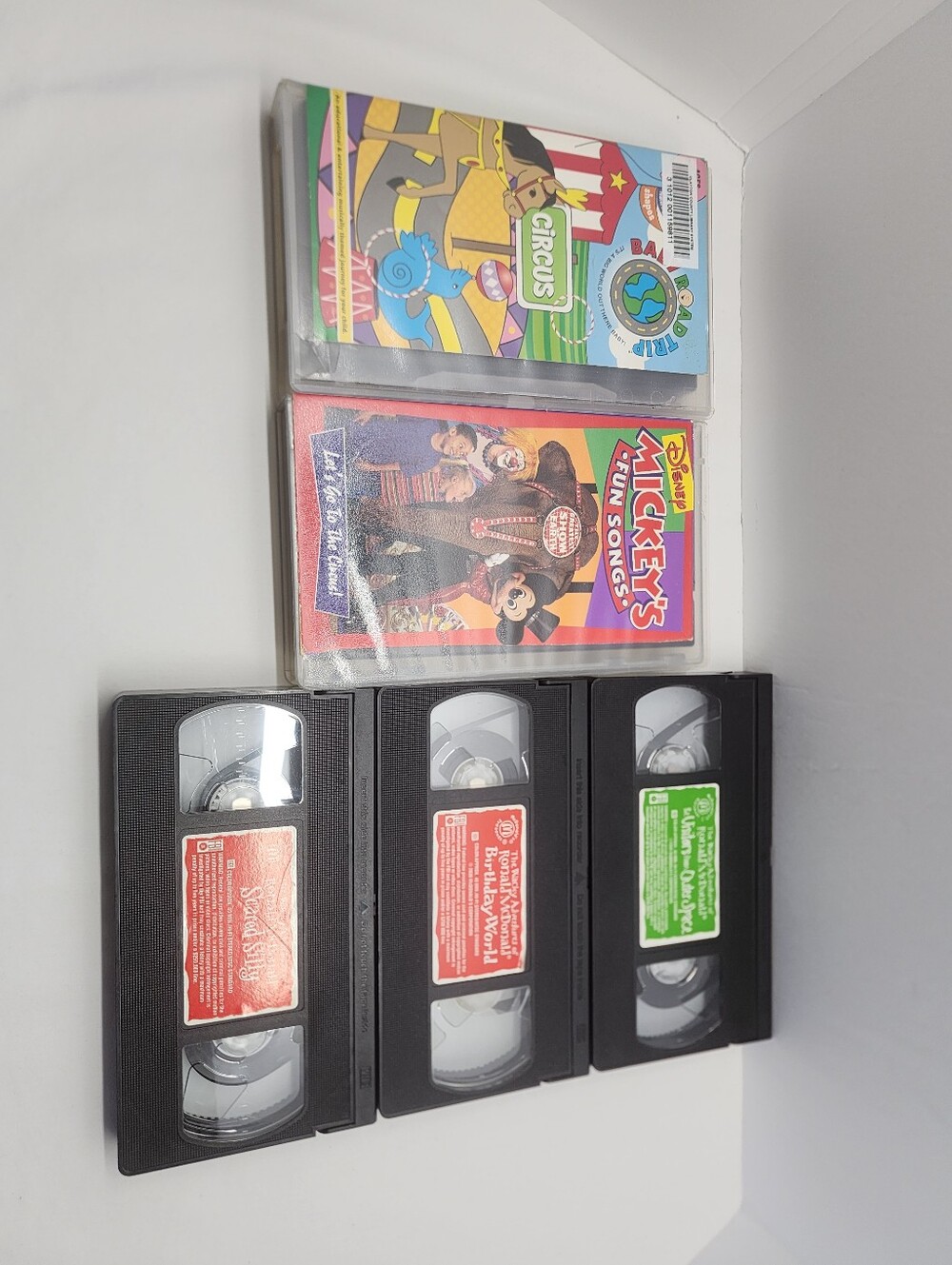 5 VHS tapes - Disney Sing Alongs & Ronald McDonald Adventures
